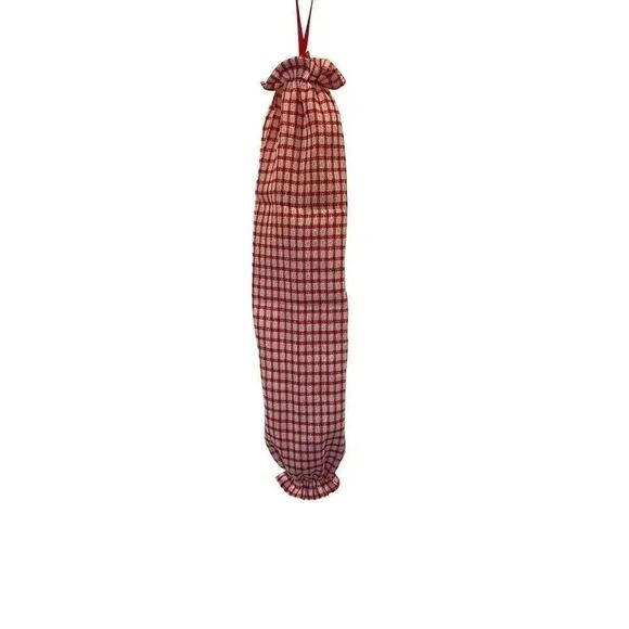 Handmade Plastic Bag Holder- Red & White Checkered - Picture 1 of 1